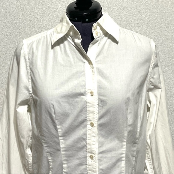 RE-5 100% Organic Cotton Woman White Long Sleeve Button Down Shirt Size M - Picture 2 of 12
